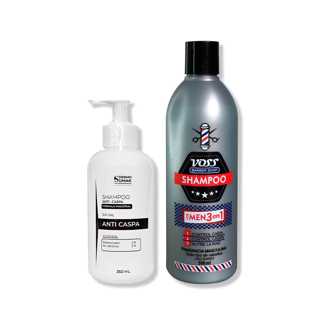 SHAMPOO ANTICASPA SIN SAL 350ML + SHAMPOO VOSS 3 EN 1 FOR MEN 500ml