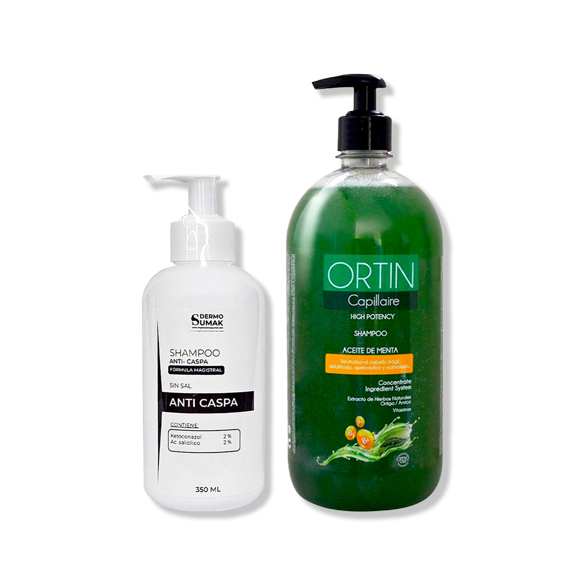 SHAMPOO ANTICASPA SIN SAL 350ML + SHAMPOO ORTIN CAPILLAIRE 1LT