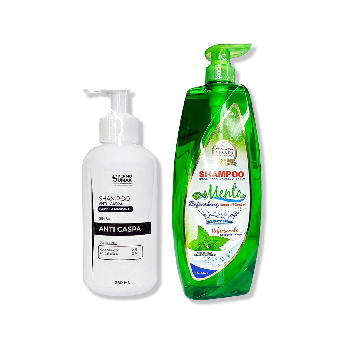 SHAMPOO ANTICASPA SIN SAL 350ML + SHAMPOO EXTRACTO DE MENTA 1.2LT