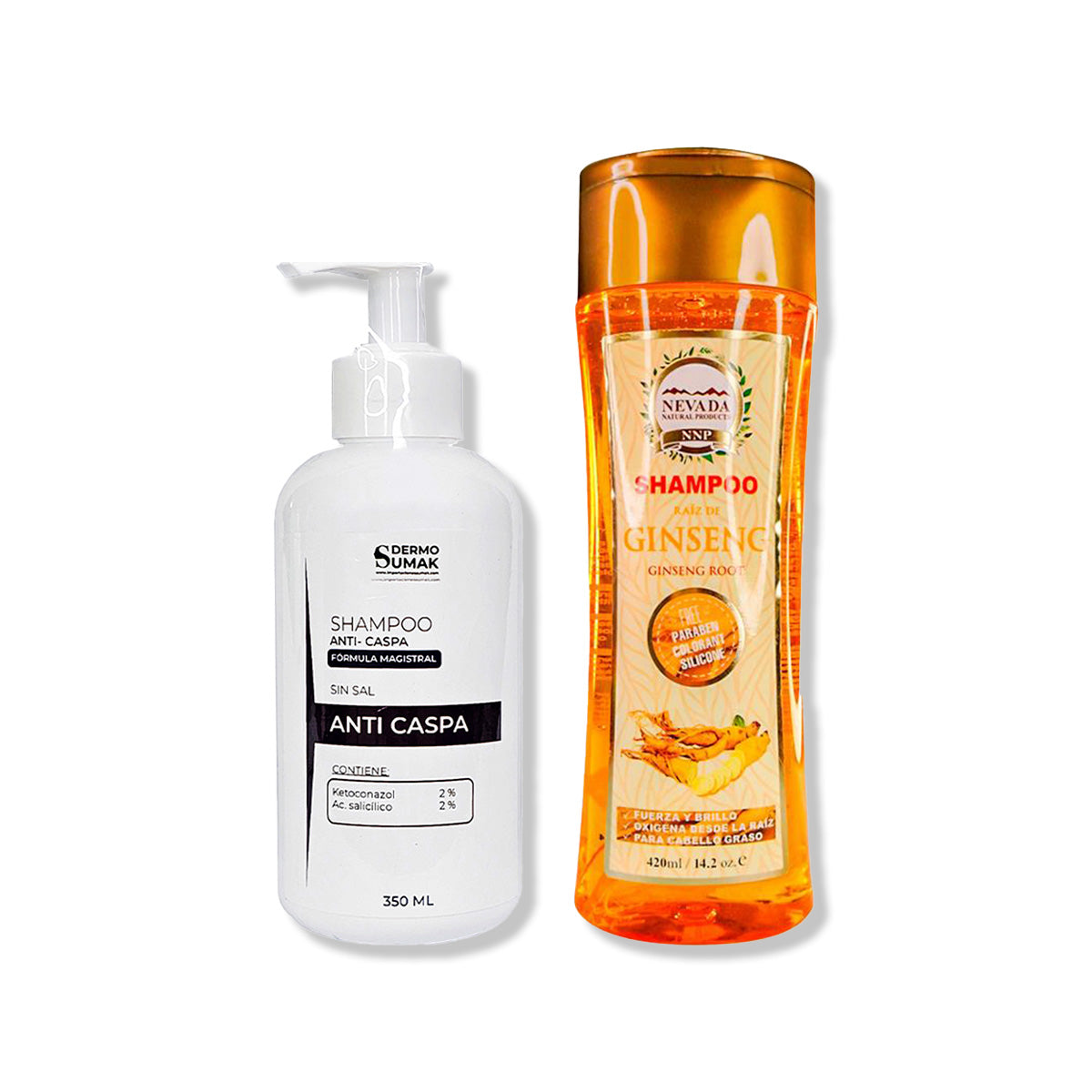 SHAMPOO ANTICASPA SIN SAL 350ML + SHAMPOO RAIZ DE GINSENG 420ML