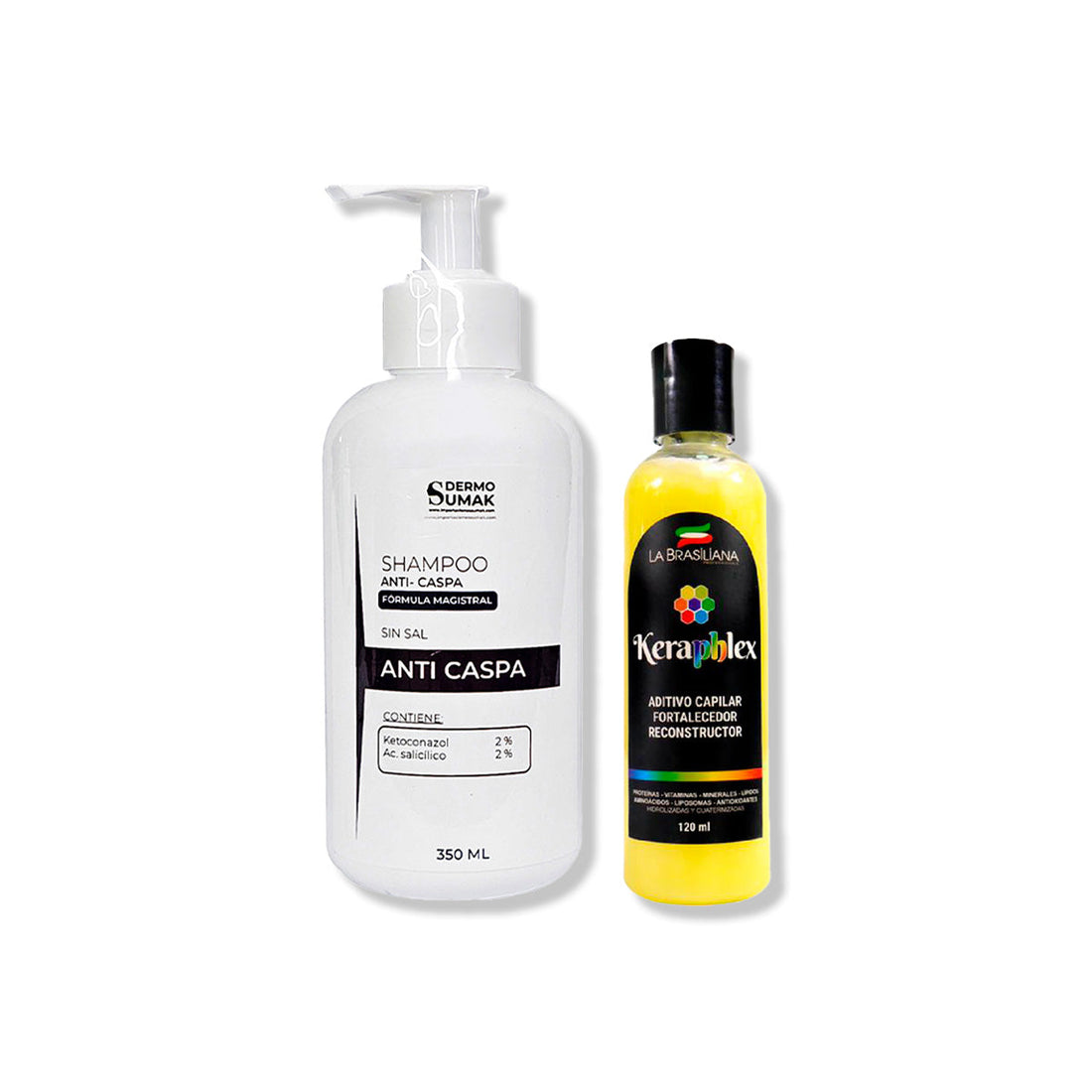 SHAMPOO ANTICASPA 350ML + KERAPHLEX FORTALECEDOR RECONSTRUCTOR 120GR