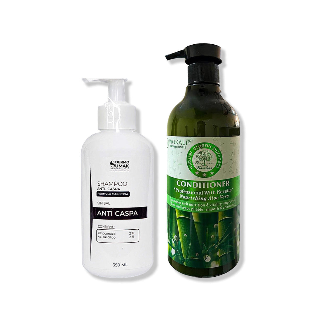 SHAMPOO ANTICASPA SIN SAL 350ML + ACONDICIONADOR DE BAMBOO 550ML