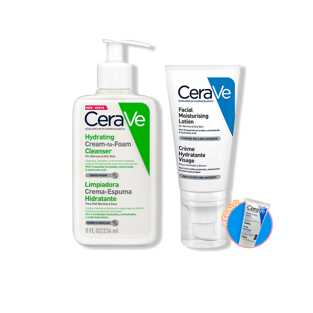 DUO Cerave limpieza espumosa e hidratación