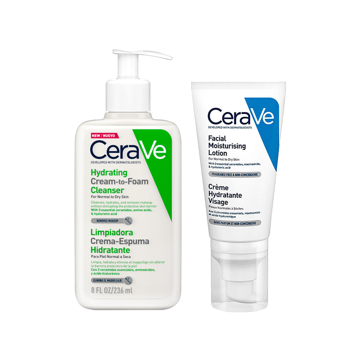 DUO Cerave limpieza espumosa e hidratación