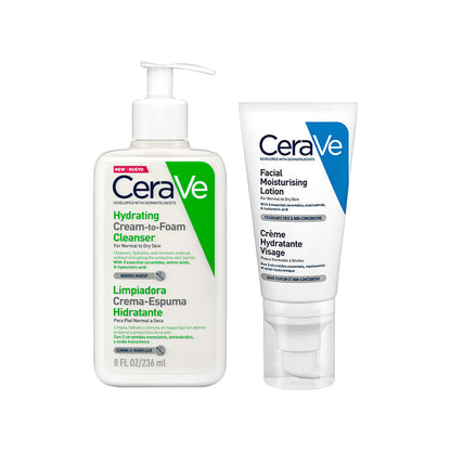 DUO Cerave limpieza espumosa e hidratación