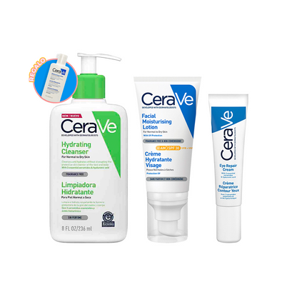 TRIO Cerave rutina piel normal a seca limpiador crema espumosa