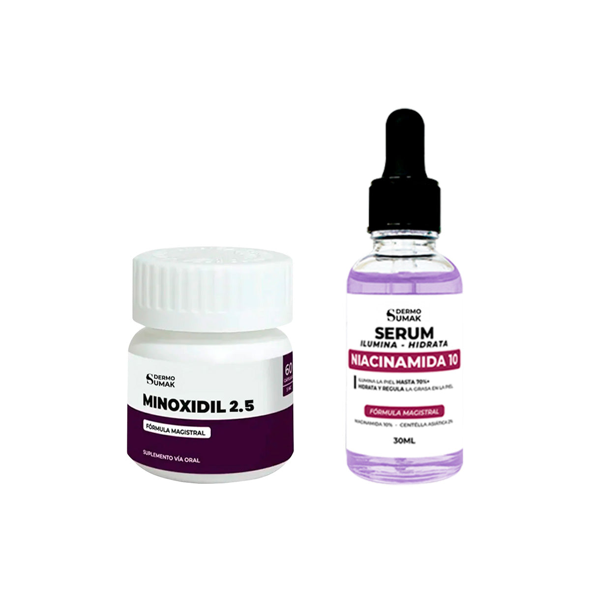 Minoxidil 2,5MG CápsulasY Sérum hidratante Niacinamida 30 ml