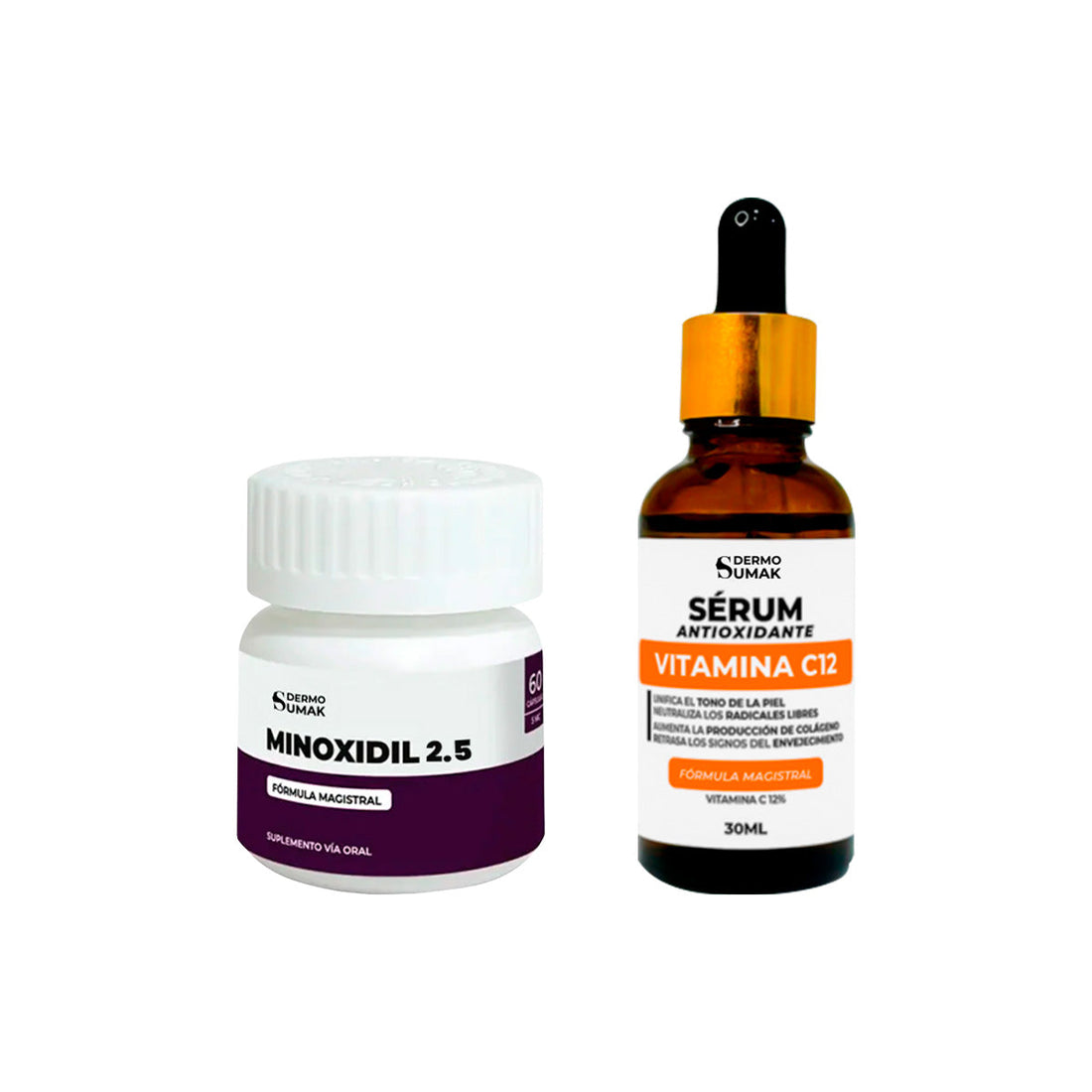 Minoxidil 2,5MG Cápsulas Y Sérum iluminador Vitamina 30 ml