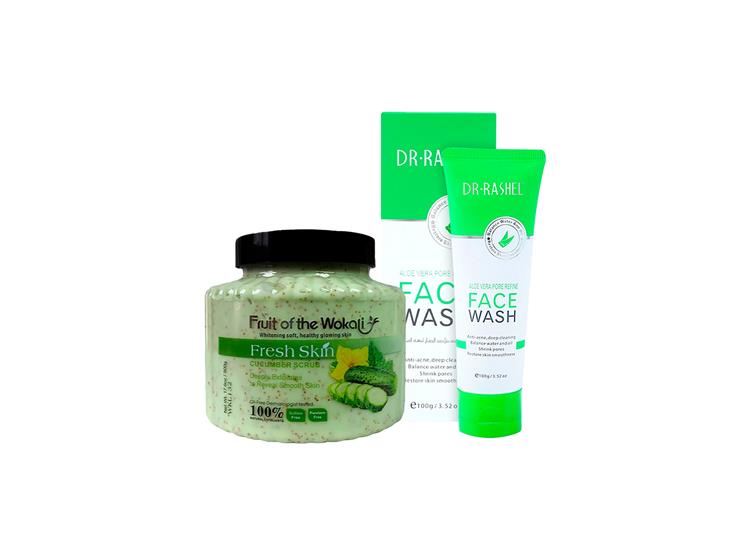 Exfoliante corporal de Pepino 500Gr + Refinador de Poros de Aloe Vera 100Gr