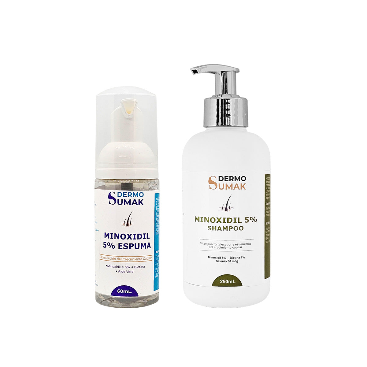MINOXIDIL 5% EN ESPUMA 60ML DERMO SUMAK + SHAMPOO 5% MINOXIDIL 250ML