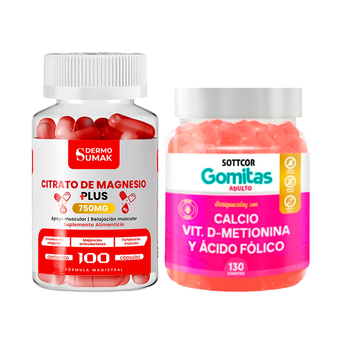 Citrato de Magnesio 750mg -100 Cap - Dermo Sumak |Gomitas de Calcio