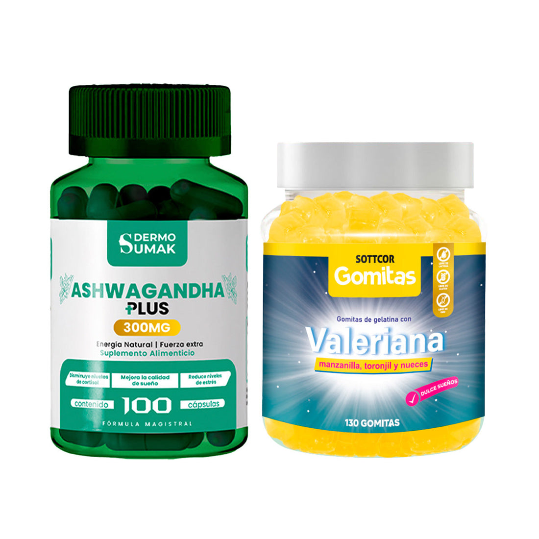 Ashwagandha Plus 300mg - 100 Cap - Dermo Sumak+Gomitas de Valeriana