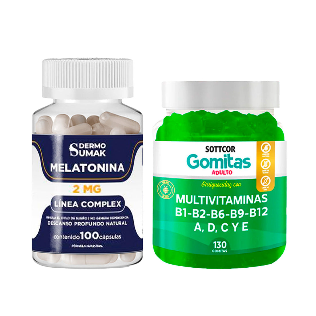 Melatonina 2mg - 100 Cap - Dermo Sumak+Gomitas Multivitaminas adulto