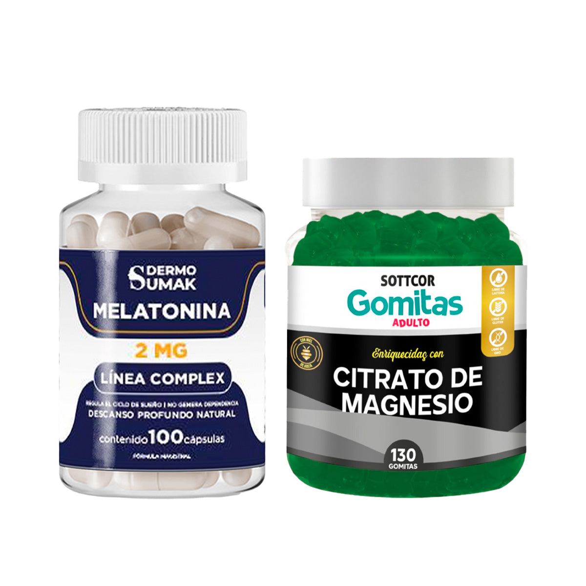 Melatonina 2mg - 100 Cap - Dermo Sumak+Gomitas de Magnesio Sottcor