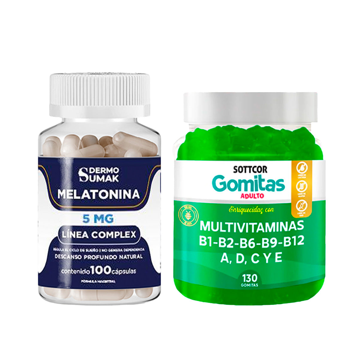 Melatonina 5mg - 100 Cap - Dermo Sumak+Gomitas Multivitaminas adulto