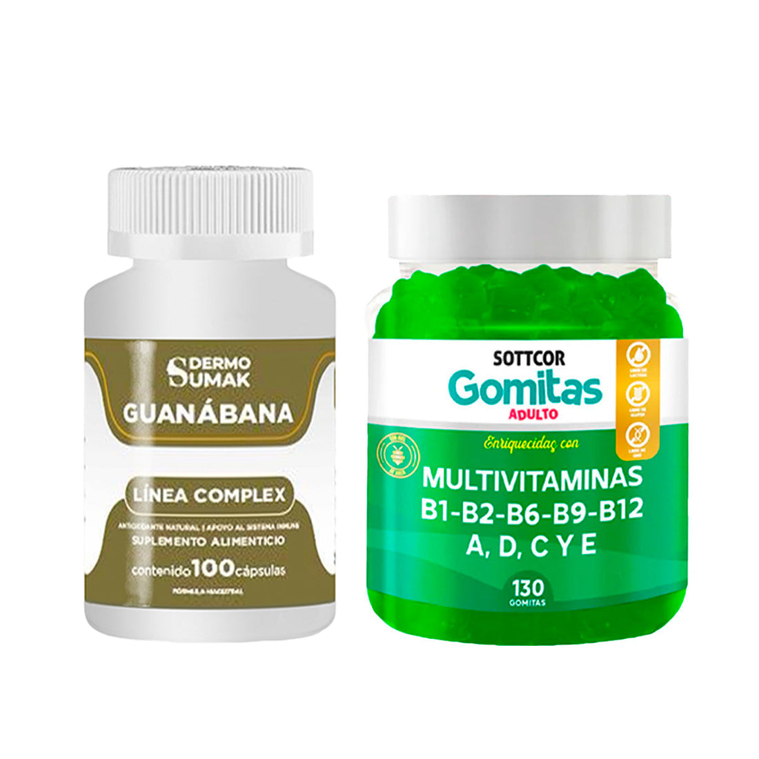 Guanabana Complex Antioxidante Natural 100 Cap - Dermo Sumak+Gomitas Multivitaminas adulto