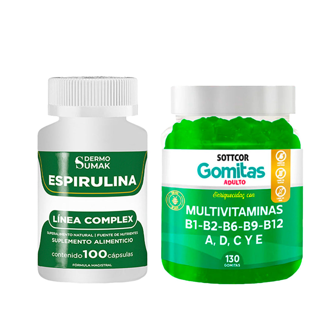 Espirulina Complex 100 Cap - Dermo Sumak+Gomitas Multivitaminas adulto