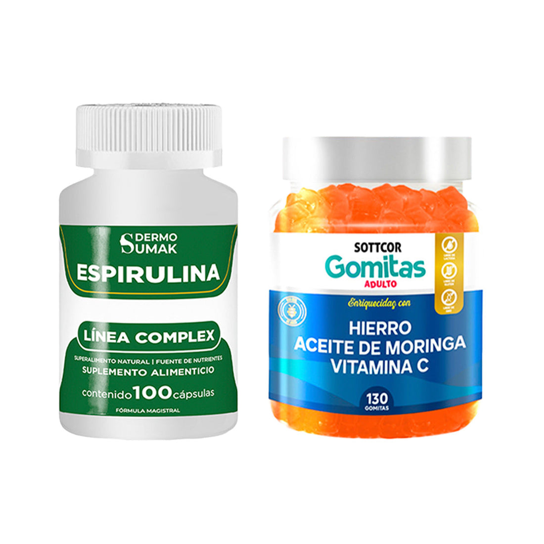 Espirulina Complex 100 Cap - Dermo Sumak+Gomitas con Hierro
