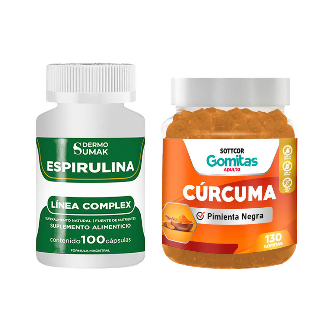Espirulina Complex 100 Cap - Dermo Sumak+Gomitas de Cúrcuma