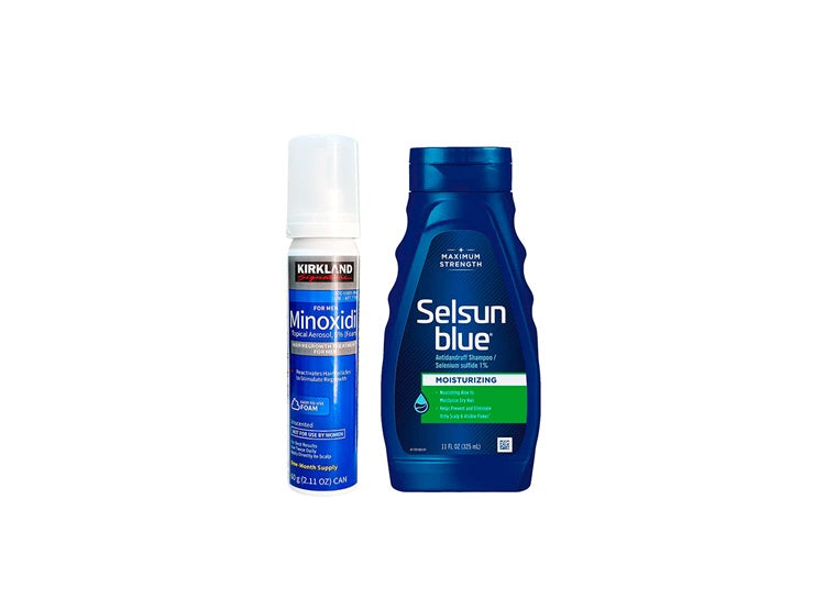 Shampoo Selsun Blue Con Aloe Vera 325 ml + Minoxidil de Espuma 60ml