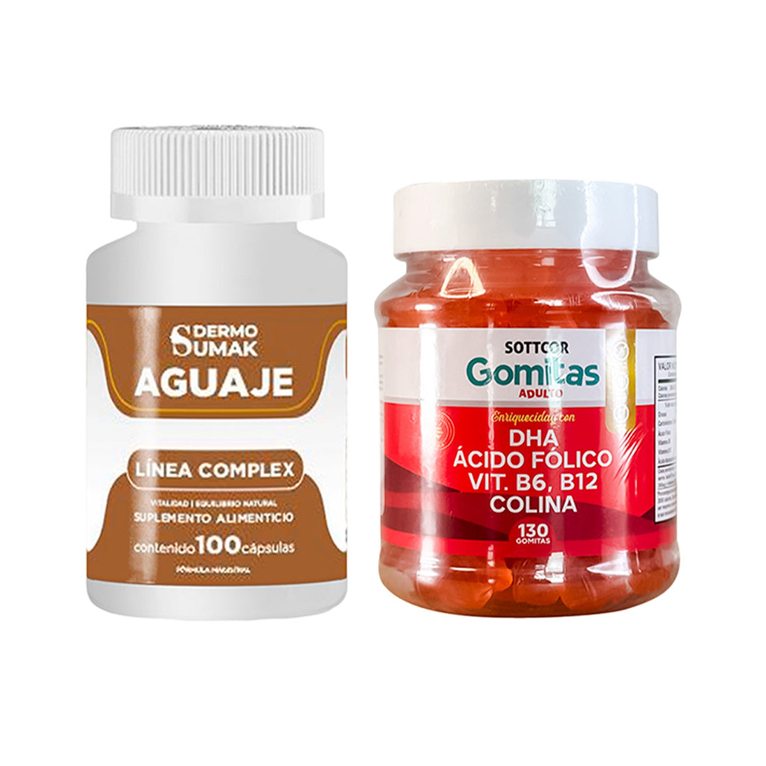 Aguaje Complex 100 Cap - Dermo Sumak|Gomitas de DHA + Ácido Fólico + B6, B12