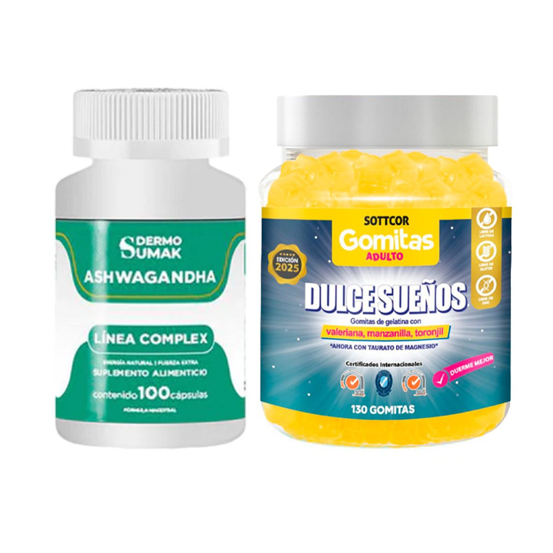 Ashwagandha Complex 100 Cap + Gomitas de Valeriana Dermo Sumak
