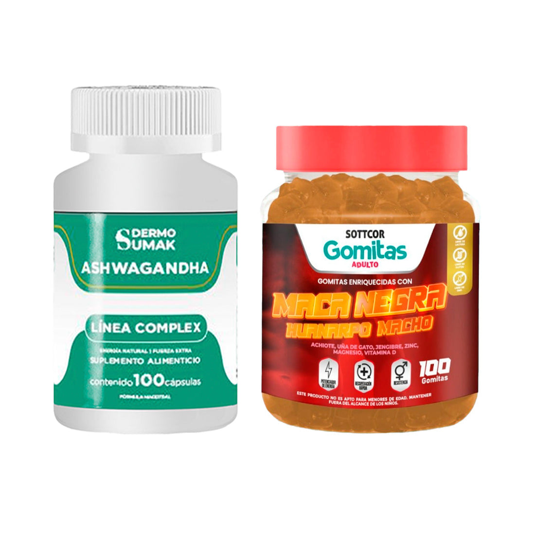 Ashwagandha Complex 100 Cap - Dermo Sumak|Gomitas de Maca Negra