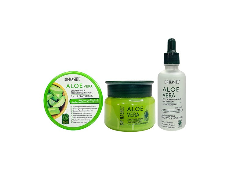 Suero facial de colágeno 50ml + Crema 3en1 50ml + Gel Calmante 300ml Aloe Vera