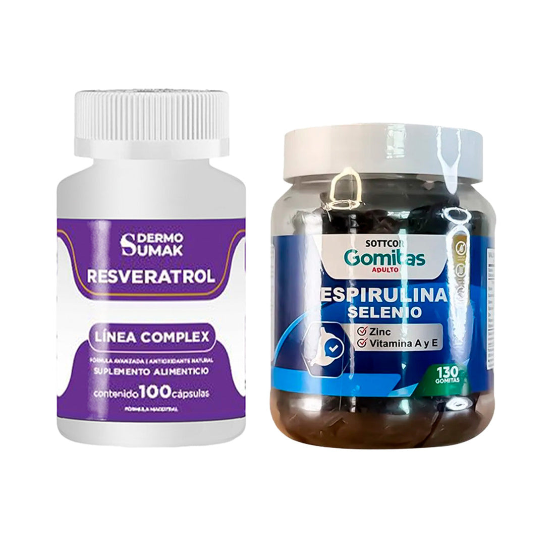 Resveratrol Complex - 100 Cap - Dermo Sumak|Gomitas con Espirulina, Selenio, Zinc, Vit. A y E