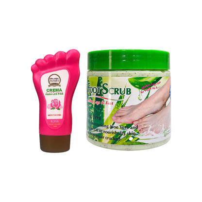 Crema Rosa 120ml+ Exfoliante para los Pies Aloe Vera 500ml Wokali