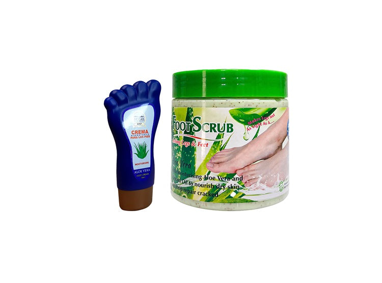 Crema Aloe vera 120ml + Exfoliante para los Pies Aloe Vera 500ml Wokali