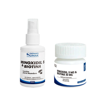 DUO Capilar: Cápsulas 60u + Loción – Minoxidil 5% &amp; Biotina