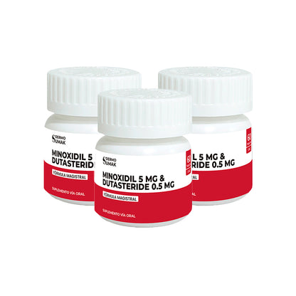 3 Cáp Minoxidil 5 &amp; Dutasteride 0.5 Dermo + Shampoo Algas Vena 500Ml