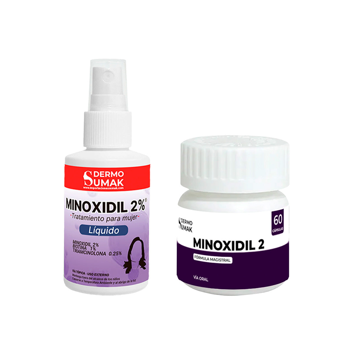 DUO Minoxidil  Mujer: Cápsulas 2mg  60 cap + Loción 2% 60ml