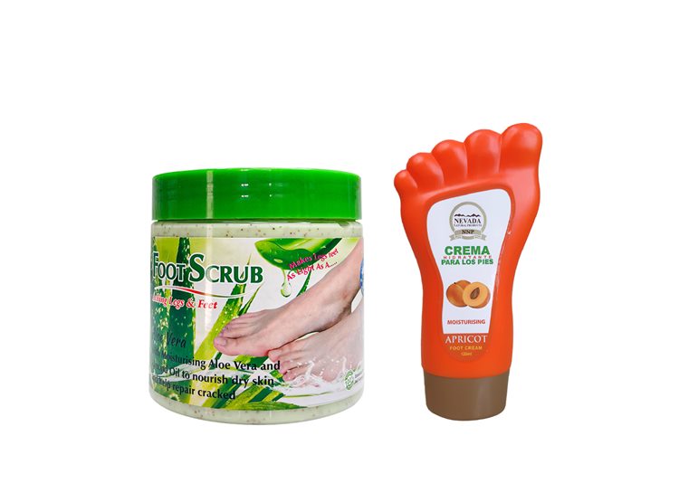 Crema Albaricoque 120ml + Exfoliante para los Pies Aloe Vera 500ml Wokali