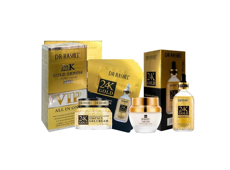 Máscara 24K + Suero de Oro 24K 99% + Crema 24K 30Gr + Serum 24k 100ml + Crema Gel 24k 50Gr