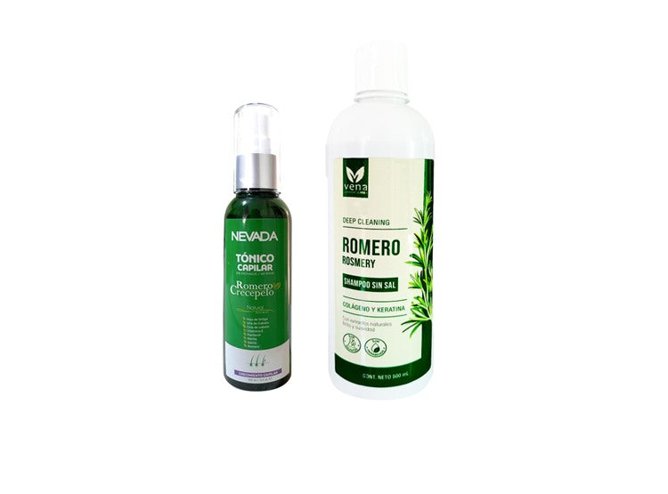 Shampoo Romero Sin Sal Vena 500Ml + Tónico Capilar 100ml