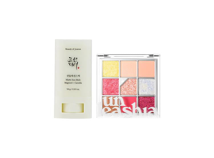 Matte Sun Stick Mugwot + Camelia Spf 50+ 18 Gramos - Beauty Of Joseon|Glitterpedia Eye Palette UNLEASHIA - Nº7 All of Peach Ade