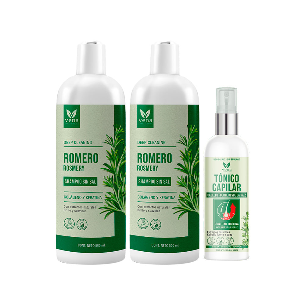 2 Shampoo Romero 500ml + Tónico capilar 120ml - Vena