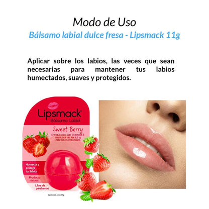 Pack bálsamo labial mango tropical + bálsamo labial dulce fresa lipsmack 11g