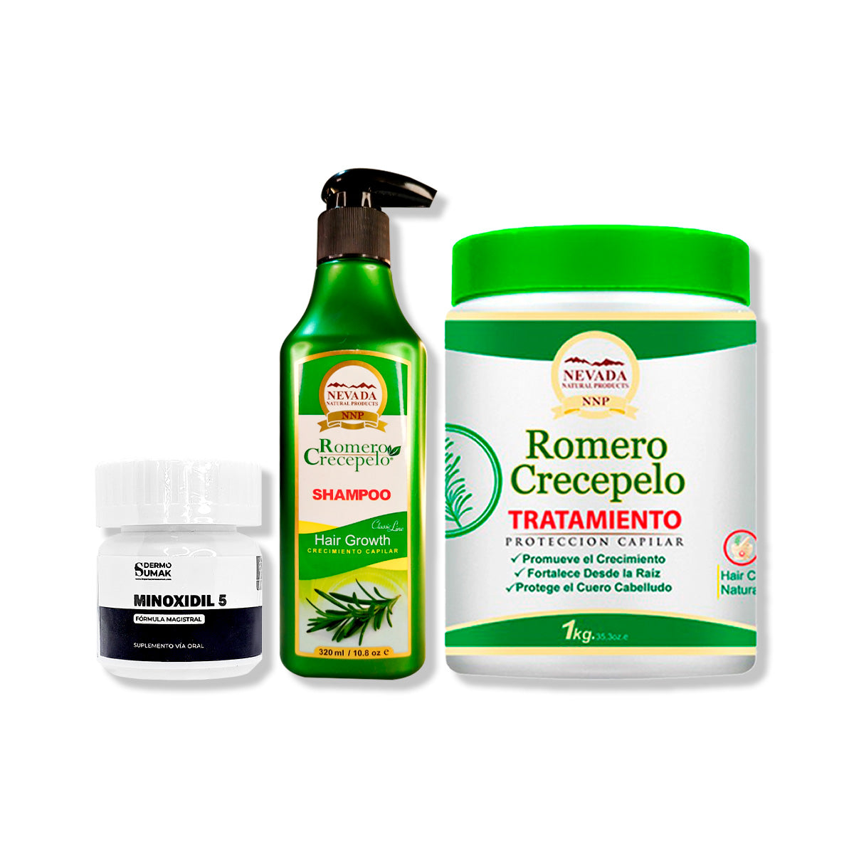 MINOXIDIL 5MG CAPS 60 + SHAMPOO ROMERO 320ML + TRATAMIENTO CAPILAR