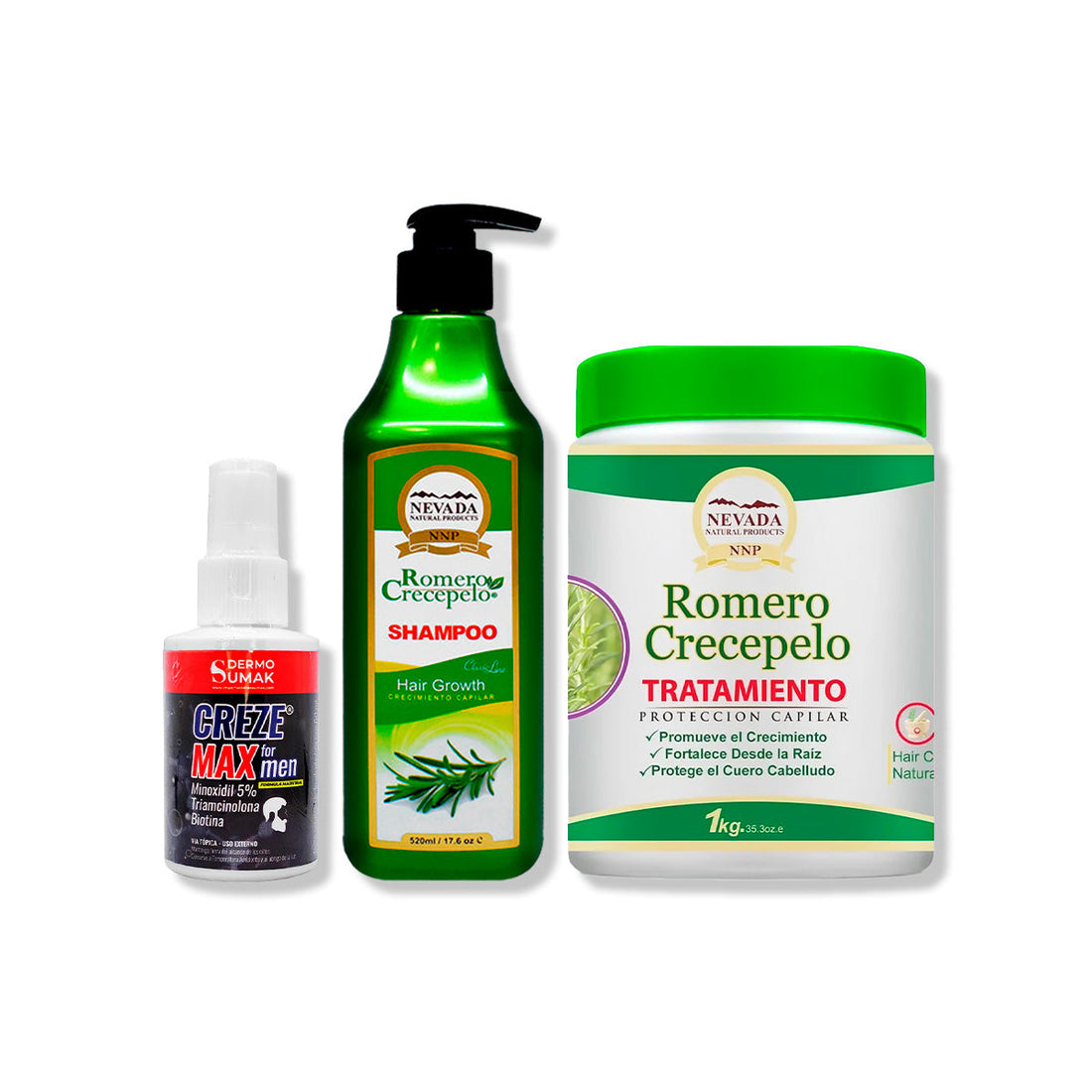 CREZE MAX FORMEN 60ML + SHAMPOO ROMERO 520ML + TRATAMIENTO CAPILAR