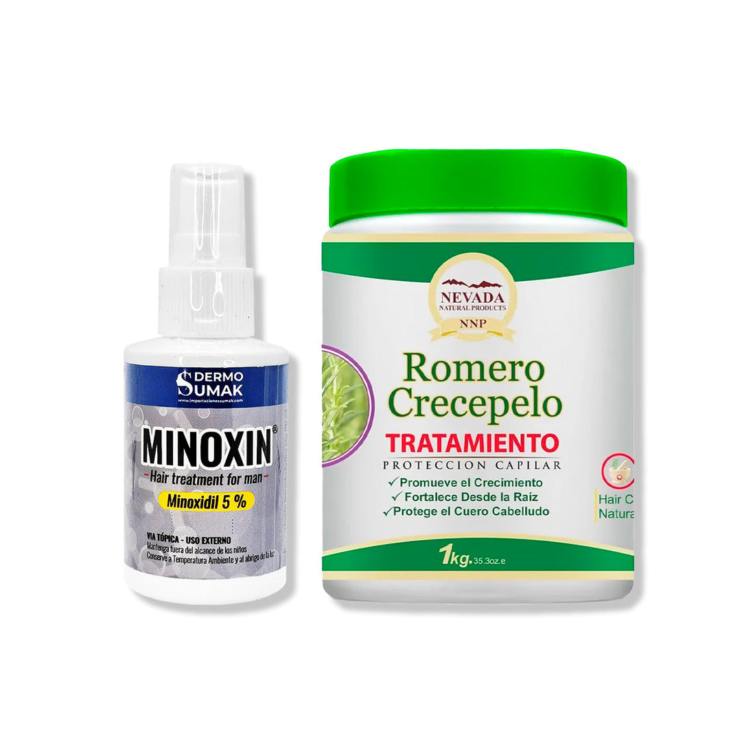 LOCIÓN MINOXIN 60ML + TRATAMIENTO CAPILAR ROMERO CRECEPELO 1KG