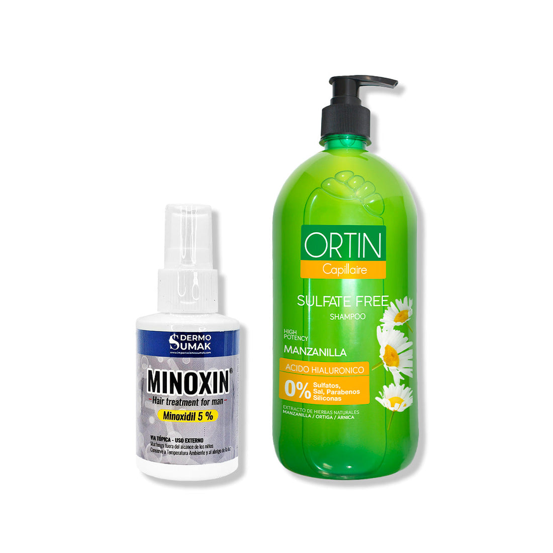 LOCIÓN MINOXIN 60ML + SHAMPOO ORTIN MANZANILLA 1LT