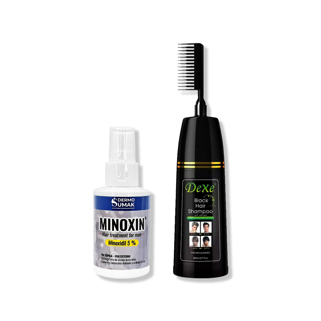 LOCIÓN MINOXIN 60ML + SHAMPOO TINTE NEGRO VERSIÓN PEINE 200ML