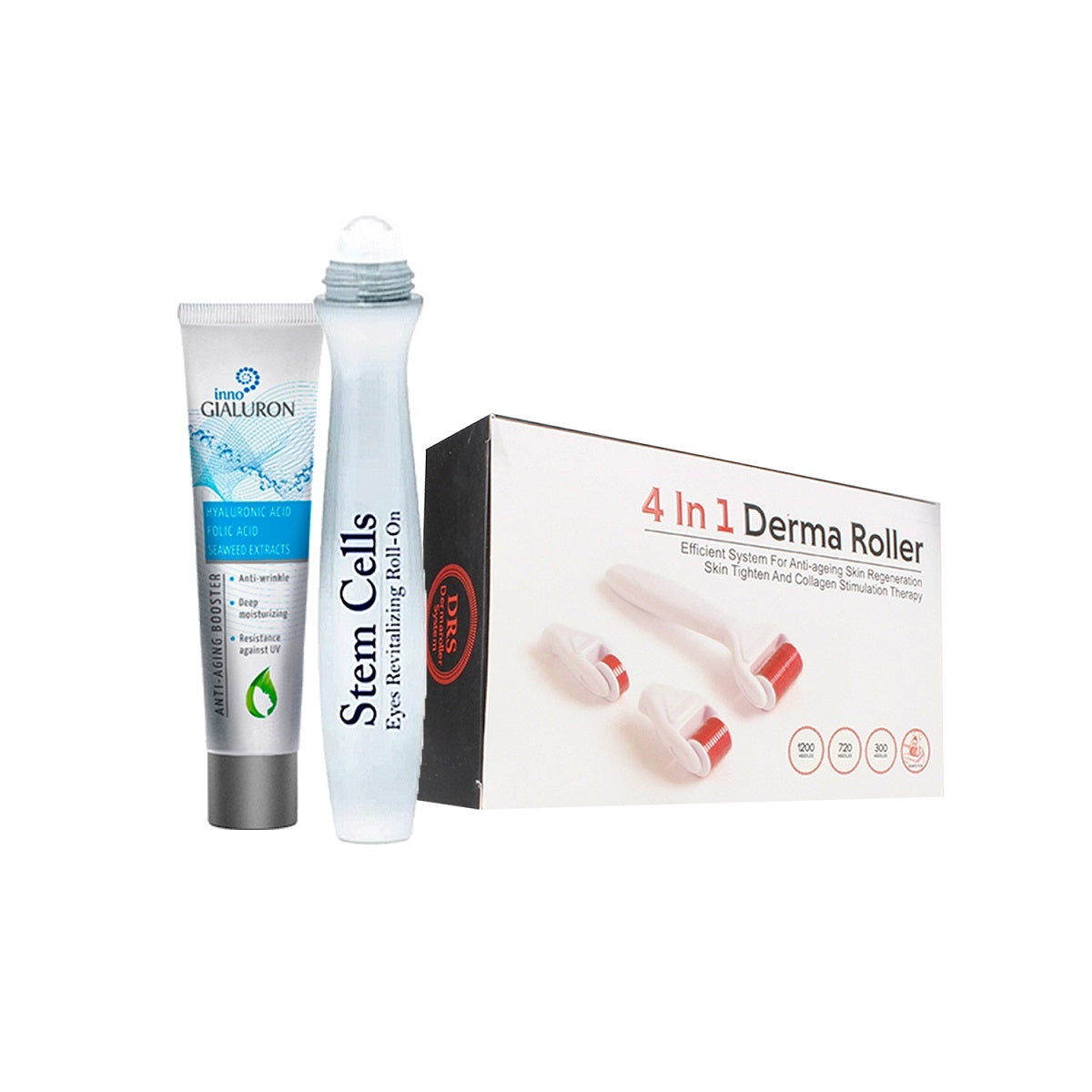 1 Inno Gialuron 40 ml +  Derma Roller 4en1 + Contornos de Ojos Células Madres 15 ml