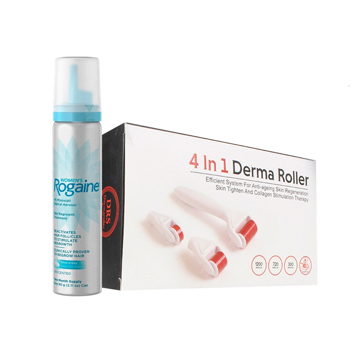 1 Minoxidil ROGAINE® MUJER AL 5% + 1 Derma Roller 4 en 1