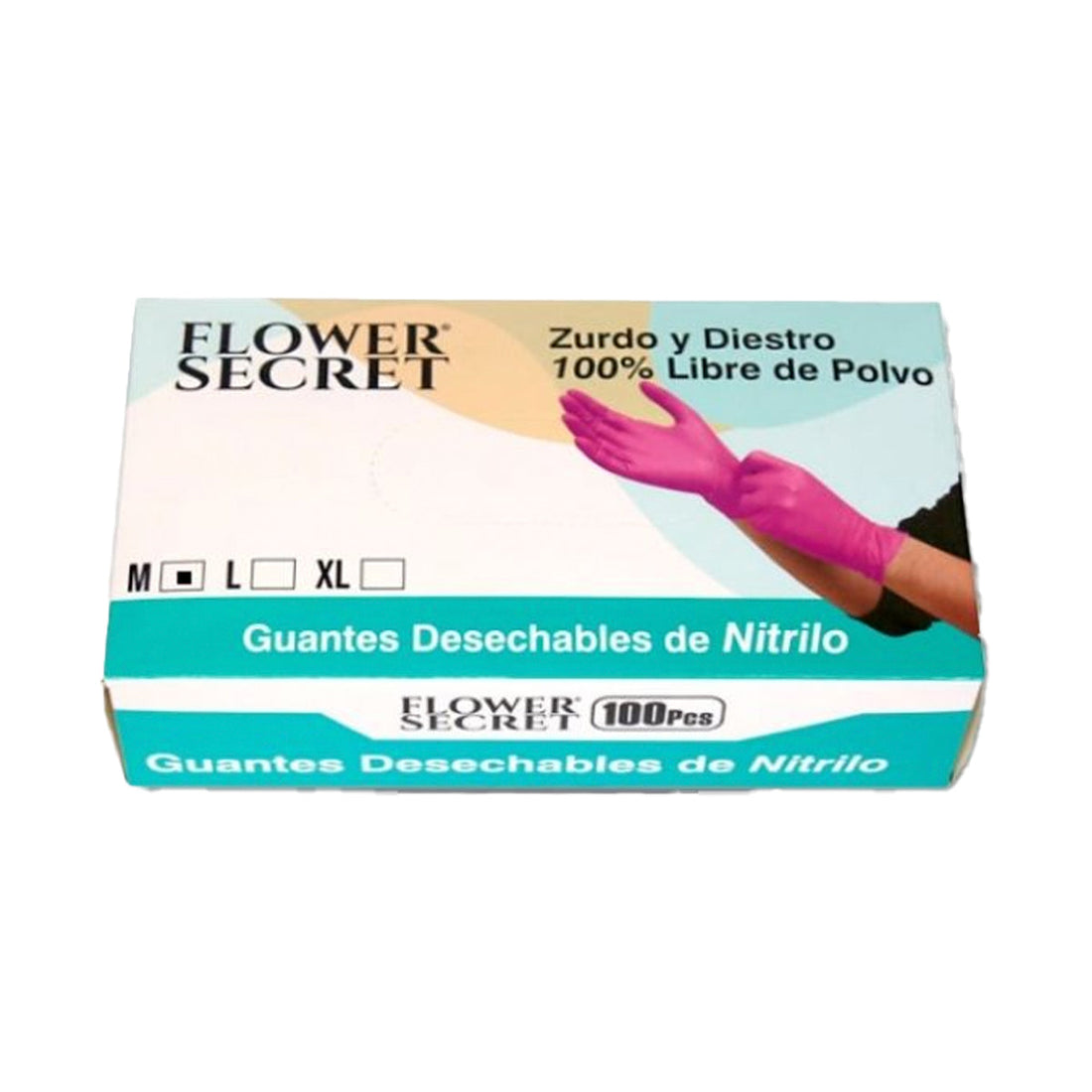 FLOWER SECRET GUANTES DE NITRILO ROSA 100PZ