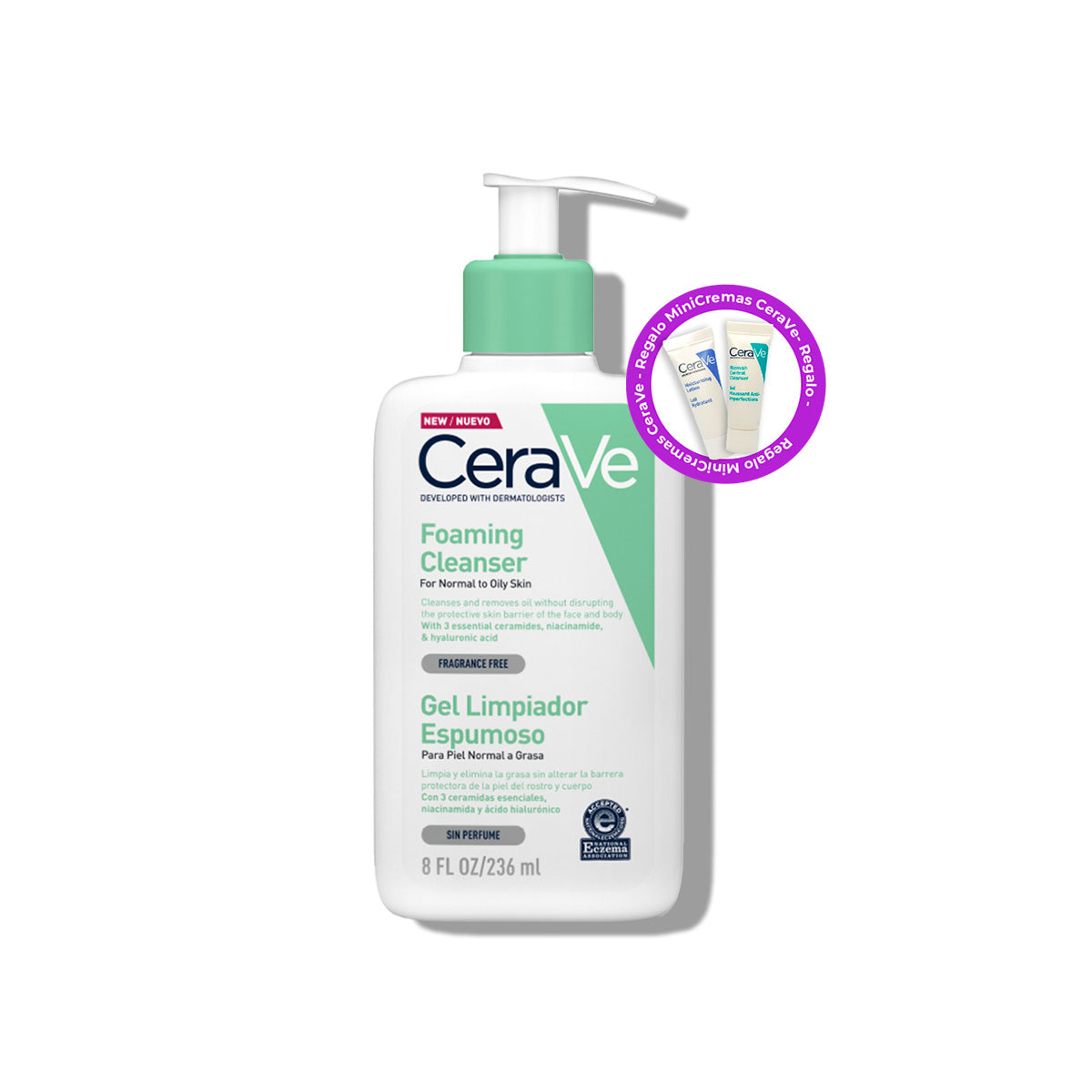 CeraVe Gel Limpiador Espumoso Foaming Cleanser 236ml