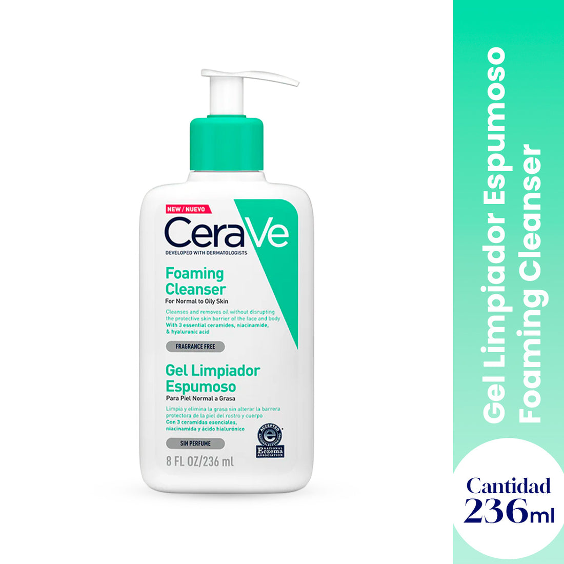 CeraVe Gel Limpiador Espumoso Foaming Cleanser 236ml
